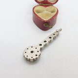 Sterling Silver Cabochon Set Green Sea Glass Floral Drop Pendant Vintage c1970