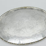 20th Century Chinese White Metal Decorative Serving Tray Antique c1920