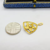 Sterling Silver Gilt & Garnet Floral Charm Pendant Vintage c1970