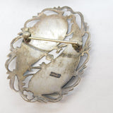 Siam Sterling Silver Blue Niello Enamel Dancing Goddess Brooch Antique c1940
