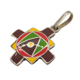 Mexican Sterling Silver & Enamel Aztec Style Pendant Vintage c1990s