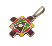 Mexican Sterling Silver & Enamel Aztec Style Pendant Vintage c1990s