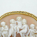 19th Century 20ct Gold Mounted Carved Shell Cameo Brooch Antique c1860s