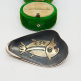 Peruvian Sterling Silver Ancient Fish Form Absract Brooch Vintage c1970 Chavez
