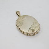 Sterling Silver Floral Pattern Oval Double Locket Pendant Vintage c1990