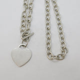 Chunky Sterling Silver Cable Link Chain Necklace & Heart Pendant Vintage