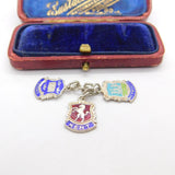 Sterling Silver + Enamel Travel Shield Kent, Weywood, Oxford Charm c1970