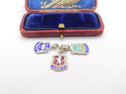 Sterling Silver + Enamel Travel Shield Kent, Weywood, Oxford Charm c1970