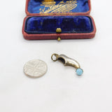 Sterling Silver Dutch Clog with Turquoise Bead Charm Pendant Vintage c1970