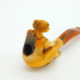 19th Century Meerschaum & Block Amber Sitting Lady Smoking Pipe Antique AF