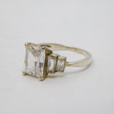 Sterling Silver Graduated Emerald Cut Spinel Ring Vintage c1970 Size Q UK