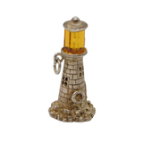 Sterling Silver Lighthouse With Orange Crystal Charm Pendant Vintage c1970s