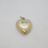 Sterling Silver Patterned Puff Heart Charm Pendant Vintage c1970