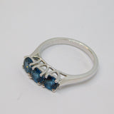 Sterling Silver Triple Round Sapphire Dress Ring Vintage c1970 Size O 1/2