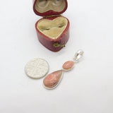 Sterling Silver Agate Teardrop Charm Pendant Vintage c1970