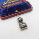 Sterling Silver and Onyx Geometric Drop Charm Pendant Vintage c1970