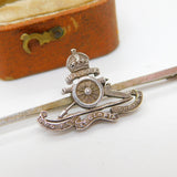 WWII-era Sterling Silver Royal Artillery Sweetheart Bar Brooch Antique c1940