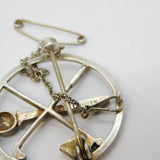 Art Deco Sterling Silver & Marcasite Set Golf Brooch Pin Antique c1930s