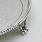 Victorian Sterling Silver Floral Pattern Salver Dish Antique 1863 London