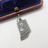 Sterling Silver Indiana State USA Charm Pendant Vintage c1970