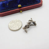 Sterling Silver Skiing Charm Pendant Vintage c1970
