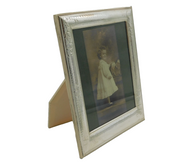Sterling Silver Mounted Teddy Bear Pattern Portrait Picture Frame Vintage