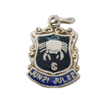 Sterling Silver Cancer the Crab Enamel Charm Pendant Vintage c1970s
