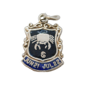 Sterling Silver Cancer the Crab Enamel Charm Pendant Vintage c1970s