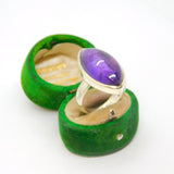 Sterling Silver Ellipse Amethyst Chunky Statement Ring Vintage c1970 Size R