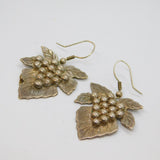 Pair of Sterling Silver Vine Leaf & Grapes Studio Drop Earrings Modern c1994