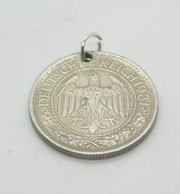 Silver 50 Reichspfennig Weimar Republic German Coin Charm Antique 1931 Deco