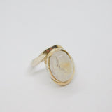 Sterling Silver Moonstone Cabochon Curvy Studio Style Ring Vintage c1970 Size P