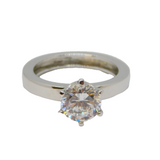Sterling Silver Paste Set Solitaire Engagement Ring Vintage c1970 Size L