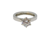 Sterling Silver Paste Set Solitaire Engagement Ring Vintage c1970 Size L