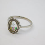 Sterling Silver Multi Colour Crystal Charm Dress Ring Vintage c2000 Size Q