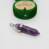 Silver Plated Amethyst Geode Drop Charm Pendant Vintage c1970