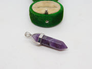 Silver Plated Amethyst Geode Drop Charm Pendant Vintage c1970