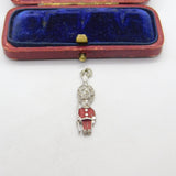 Sterling Silver and Coloured Enamel London Beefeater Charm Pendant Vintage c1970