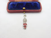 Sterling Silver and Coloured Enamel London Beefeater Charm Pendant Vintage c1970