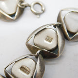 South African Sterling Silver & Amazonite Set Panel Bracelet Vintage c1970s