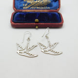 Sterling Silver Swooping Swallow Hoop Earrings Vintage c1970