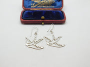 Sterling Silver Swooping Swallow Hoop Earrings Vintage c1970