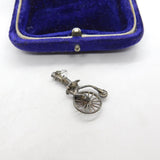 Sterling Silver Man Riding Penny Farthing Bicycle Charm Pendant Vintage c1970
