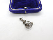 Sterling Silver Man Riding Penny Farthing Bicycle Charm Pendant Vintage c1970