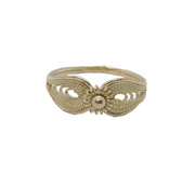 Sterling Silver Eastern Style Filigree Dress Band Ring Vintage c1970 Size L