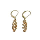 Pair of Sterling Silver Two-Tone Spinel Set Twist Drop Earrings Vintage c1970