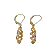 Pair of Sterling Silver Two-Tone Spinel Set Twist Drop Earrings Vintage c1970