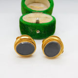 Victorian Pair of Pinchbeck Locket Form Dress Buttons Antique c1860