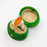 Sterling Silver Baltic Amber Zigzag Style Dress Band Ring Vintage c1970 Size M