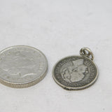 Sterling Silver Dutch 10 Cents Coin Charm Pendant Antique 1937 Art Deco